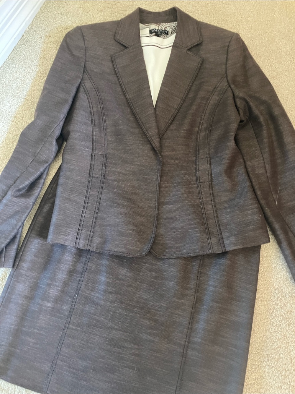 Elie Tahari Women’s Brown Tailored Blazer and Skirt with Coordinating Shell